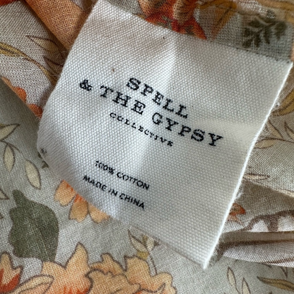 Spell & The Gypsy Seashell Floral Blouse Boho Peasant Autumn Harvest Festival L - Picture 14 of 16